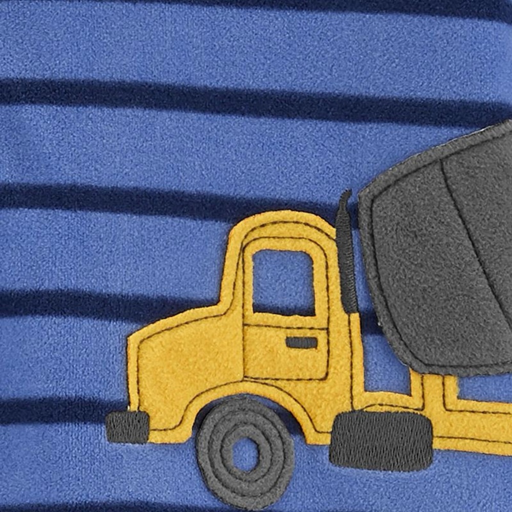 Carter's Blue Striped Footie with Yellow Truck. Size 3T - Picture 3 of 9